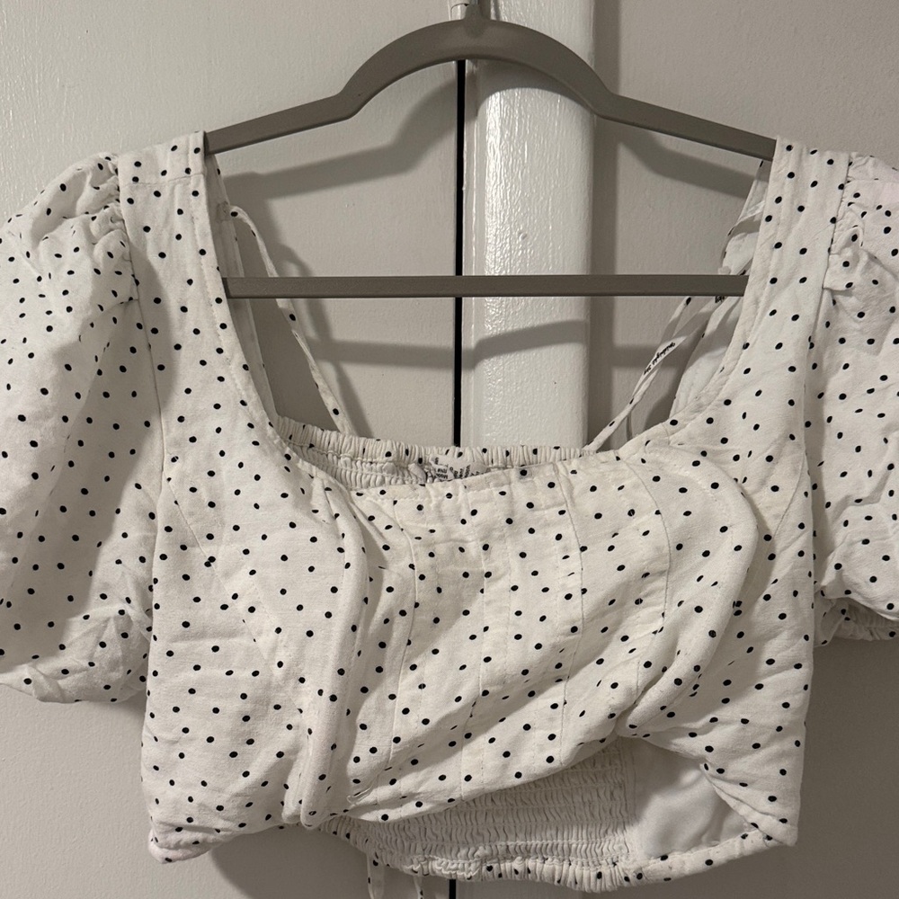 White Polka Dot Women's Crop Top